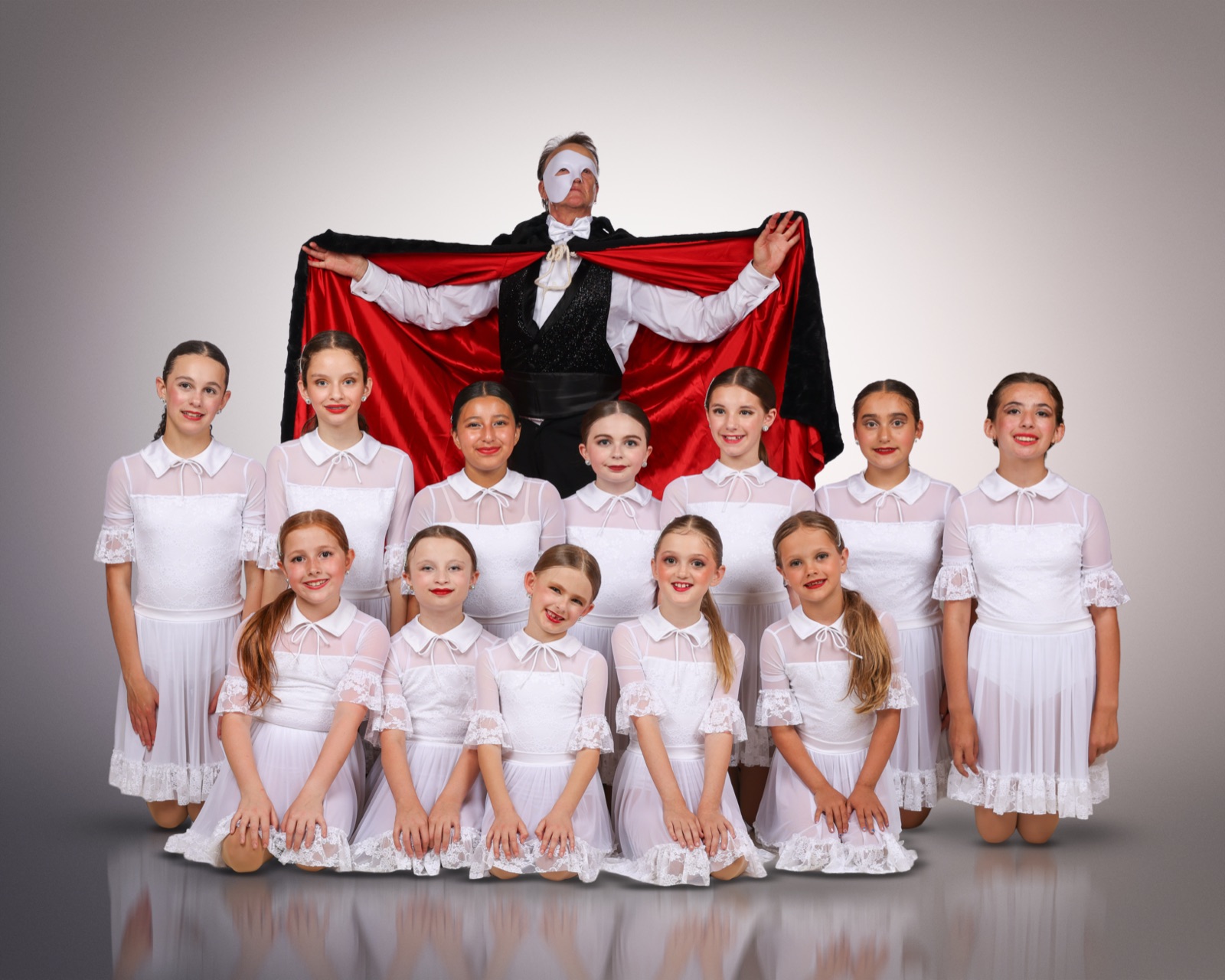 Ballet students at the barre during class.